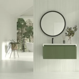 Meuble de salle de bain suspendu BINARIO 2 tiroirs finition VERDE RESEDA