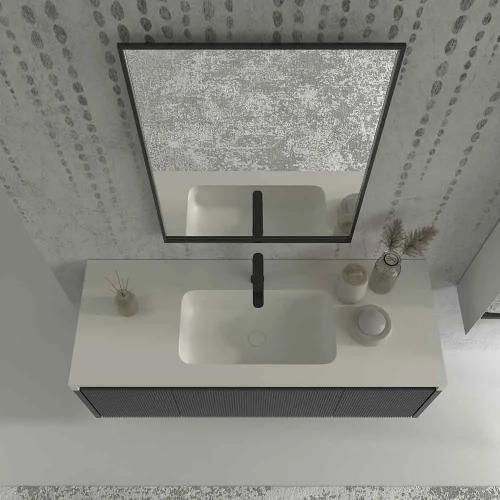 Meuble de salle de bain suspendu BINARIO avec 3 tiroirs finition GRAPHITE – Image 6