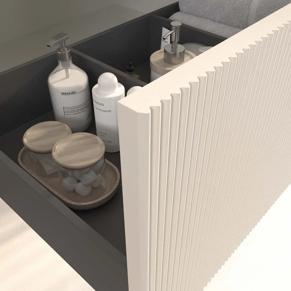 Meuble de salle de bain suspendu BINARIO 1 tiroir finition BLANC – Image 4