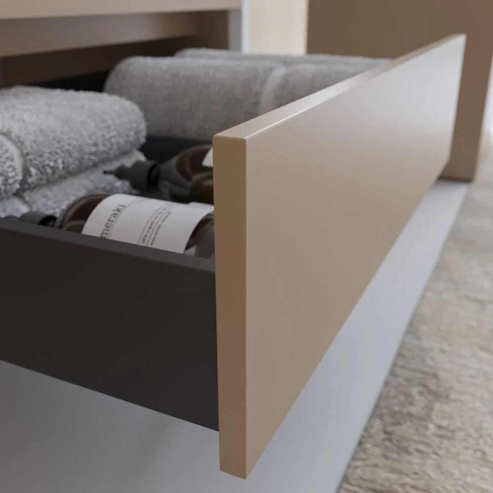 INDEX meuble de salle de bain avec structure sur pieds vasque suspendue 1 tiroir MOKA-BLANCO – Image 5