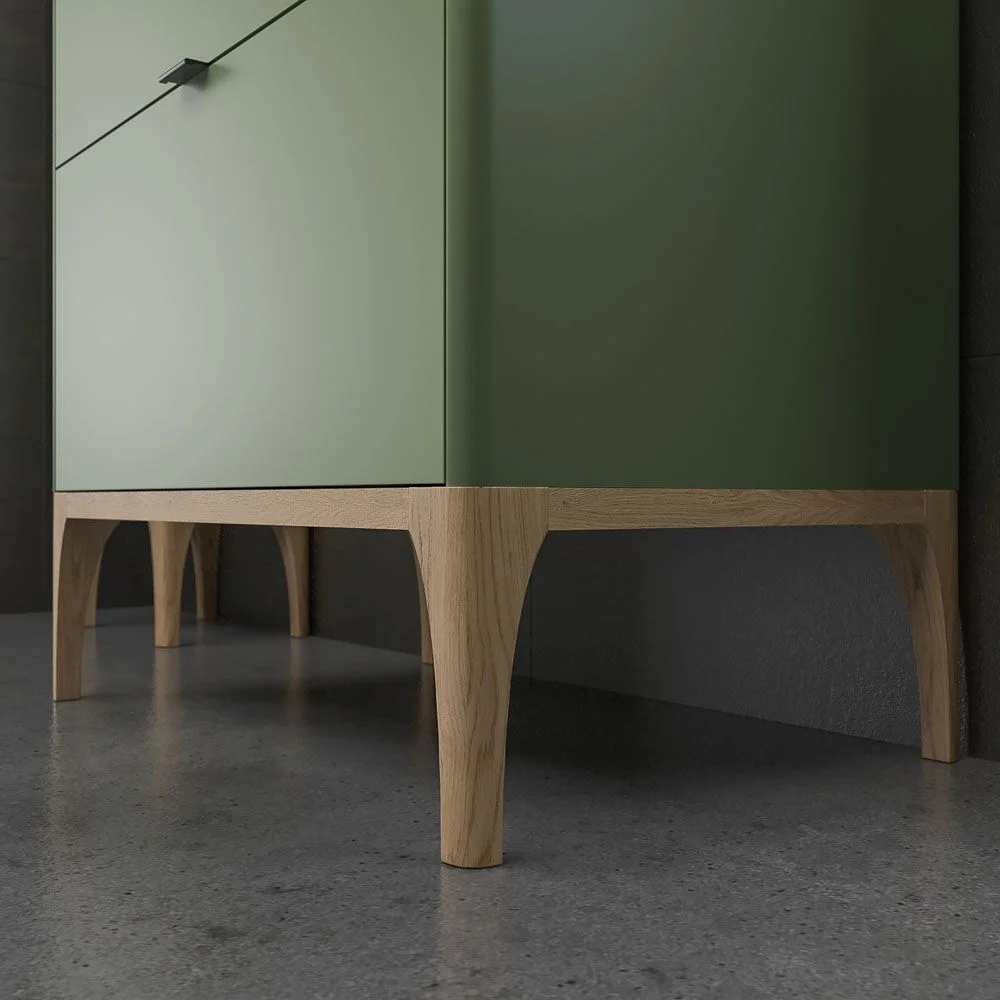 VICENT meuble de salle de bain sur pieds 2 tiroirs plan en Solid Surface avec vasque SATET – Image 2