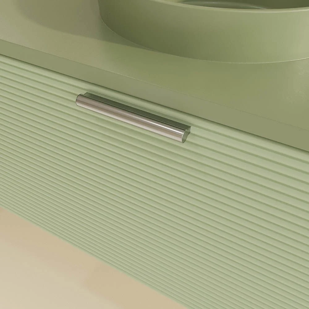 Meuble de salle de bain suspendu HOLE 1 tiroir finition VERDE OPALO avec vasque semi-encastrée à poser SOLID SURFACE VERDE PALIDO – Image 9