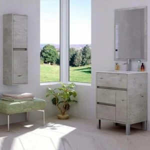 Meuble de salle de bain ANNA coloris au sol 3 tiroirs- 1 porte avec vasque céramique