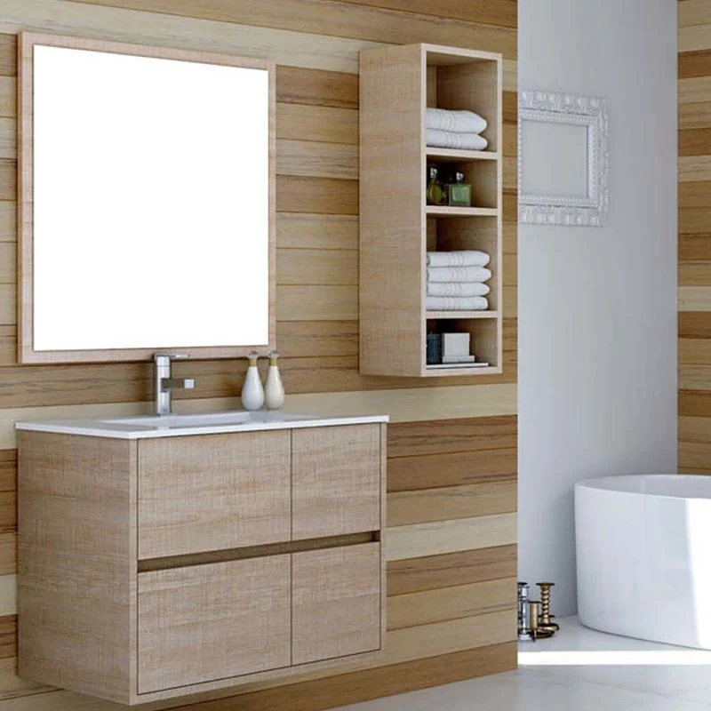 Meuble de salle de bain suspendu CARLOTTA avec 4 tiroirs et vasque en céramique, couleur CAMBRI