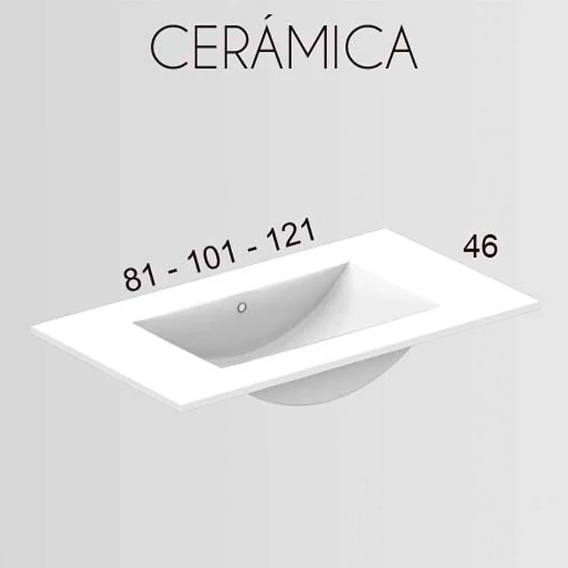 Meuble de salle de bain suspendu CARLOTTA avec 4 tiroirs et vasque en céramique, couleur BLANC – Image 3