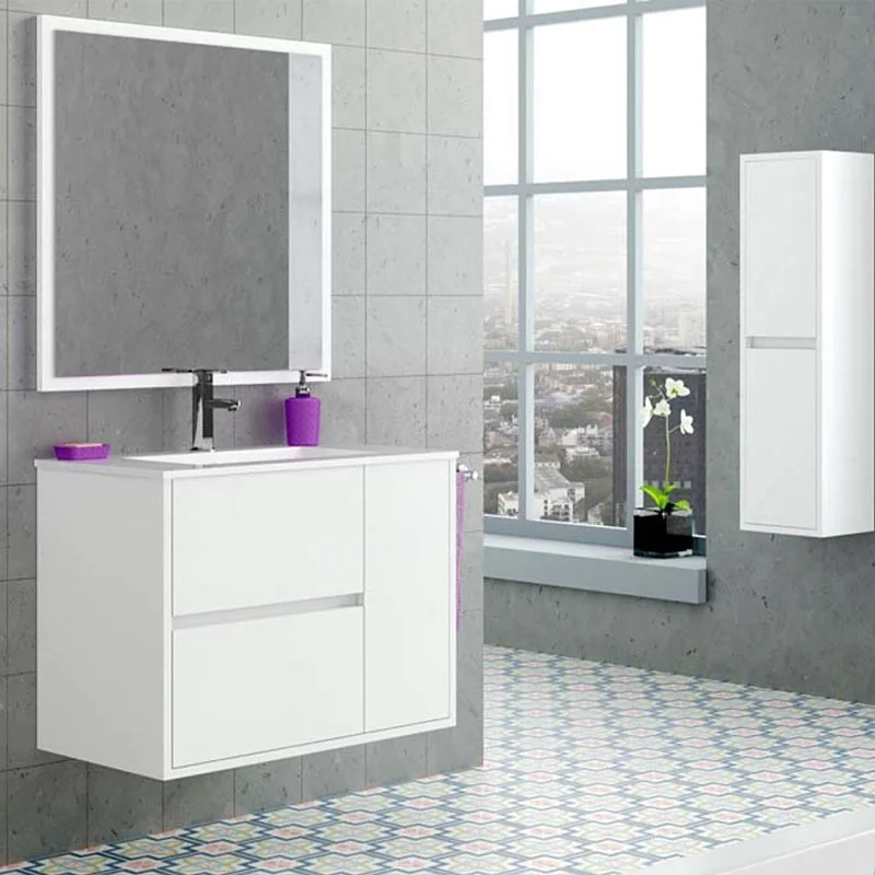 Meuble de salle de bain CAROLA suspendu 2 tiroirs - 1 porte avec vasque céramique