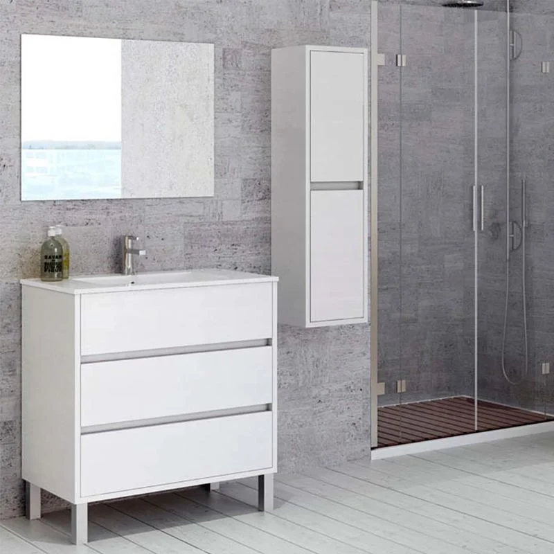 Meuble de salle de bain au sol CLOE avec 3 tiroirs et lavabo en céramique