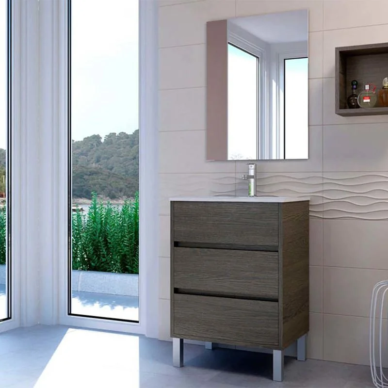 Meuble de salle de bain CLOE coloris au sol 3 tiroirs avec vasque céramique
