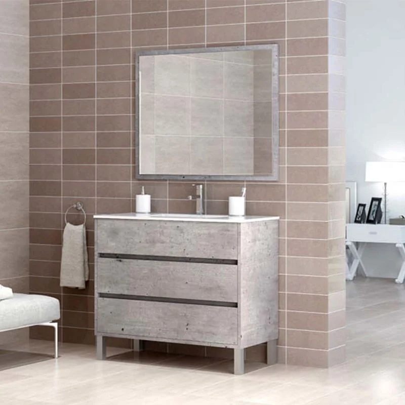 Meuble de salle de bain CLOE plusieurs teintes au sol 3 tiroirs avec lavabo en céramique