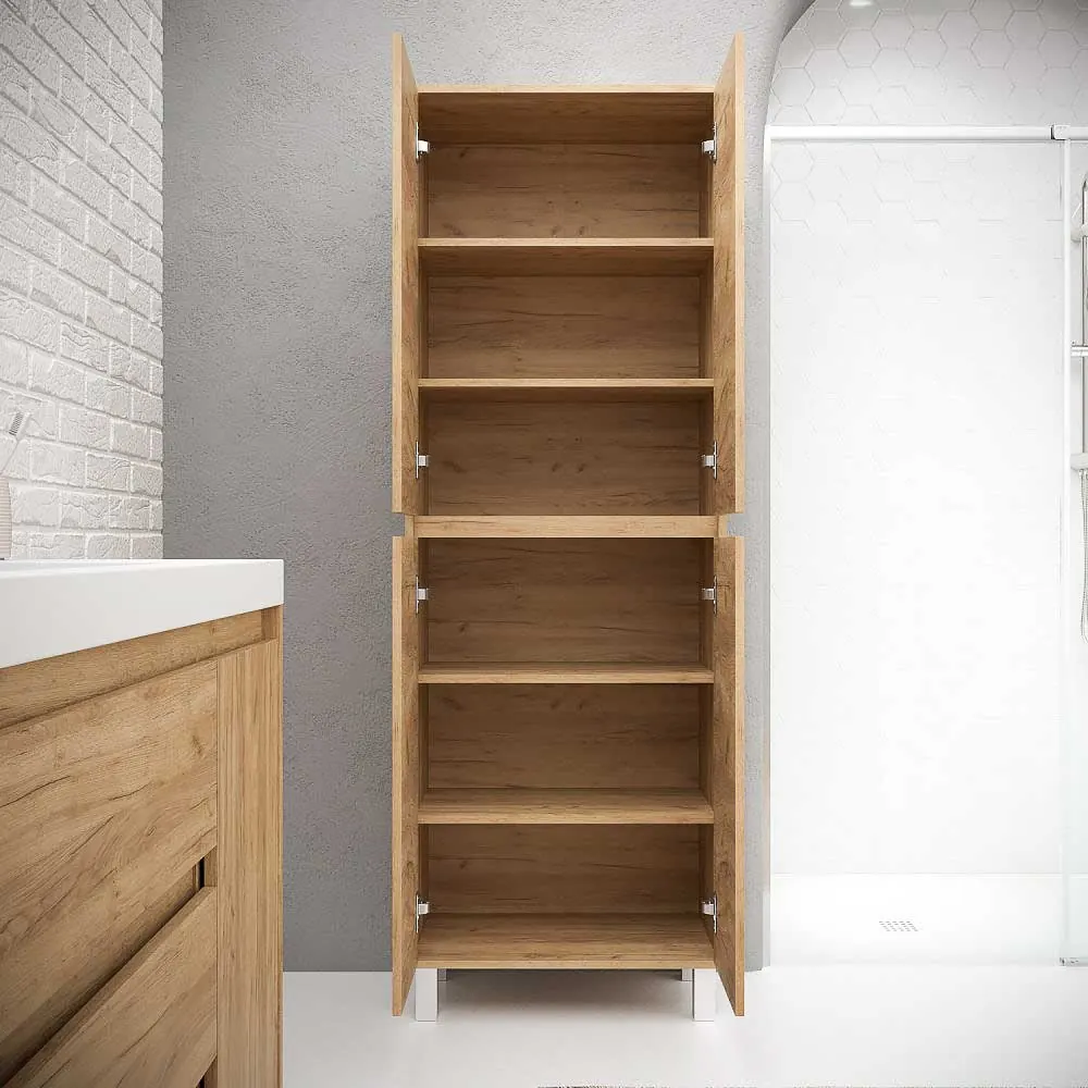 Colonne de salle de bain 4 portes avec pieds 195 cm x 50 cm x 25 cm finition CHÊNE CLAIR – Image 3