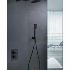 Colonne de douche thermostatique encastrée Cíes noir mat [ VAROBATH ]