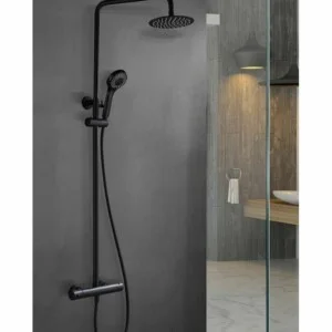 ► Colonne de douche thermostatique noir mat Kent [ VAROBATH ]