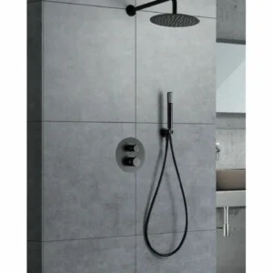 Colonne de douche thermostatique à encastrer Line Black Gun Metal [ VAROBATH ]