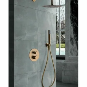 Colonne de douche thermostatique à encastrer Line or brossé [ VAROBATH ]