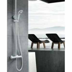 ► Colonne de douche thermostatique blanc mat Kent [ VAROBATH ]