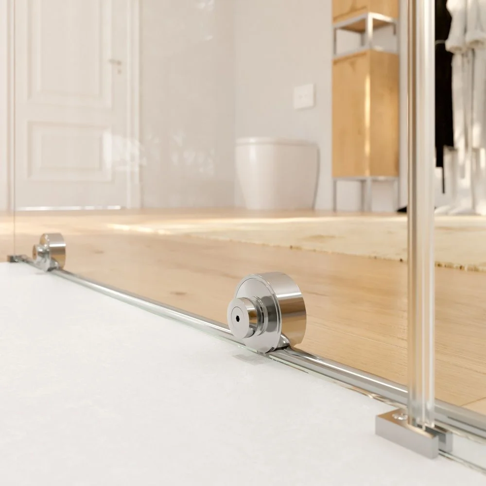 Paroi de douche frontale ouverte VERONA 1 finition fixe- 1 porte coulissante. CHROMÉ BRILLANT – Image 7