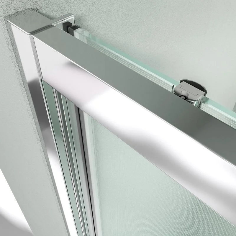 Paroi de douche avant GLISS 1 fixe -1 porte coulissante en verre OPACO. Finition CHROME BRILLANT – Image 4