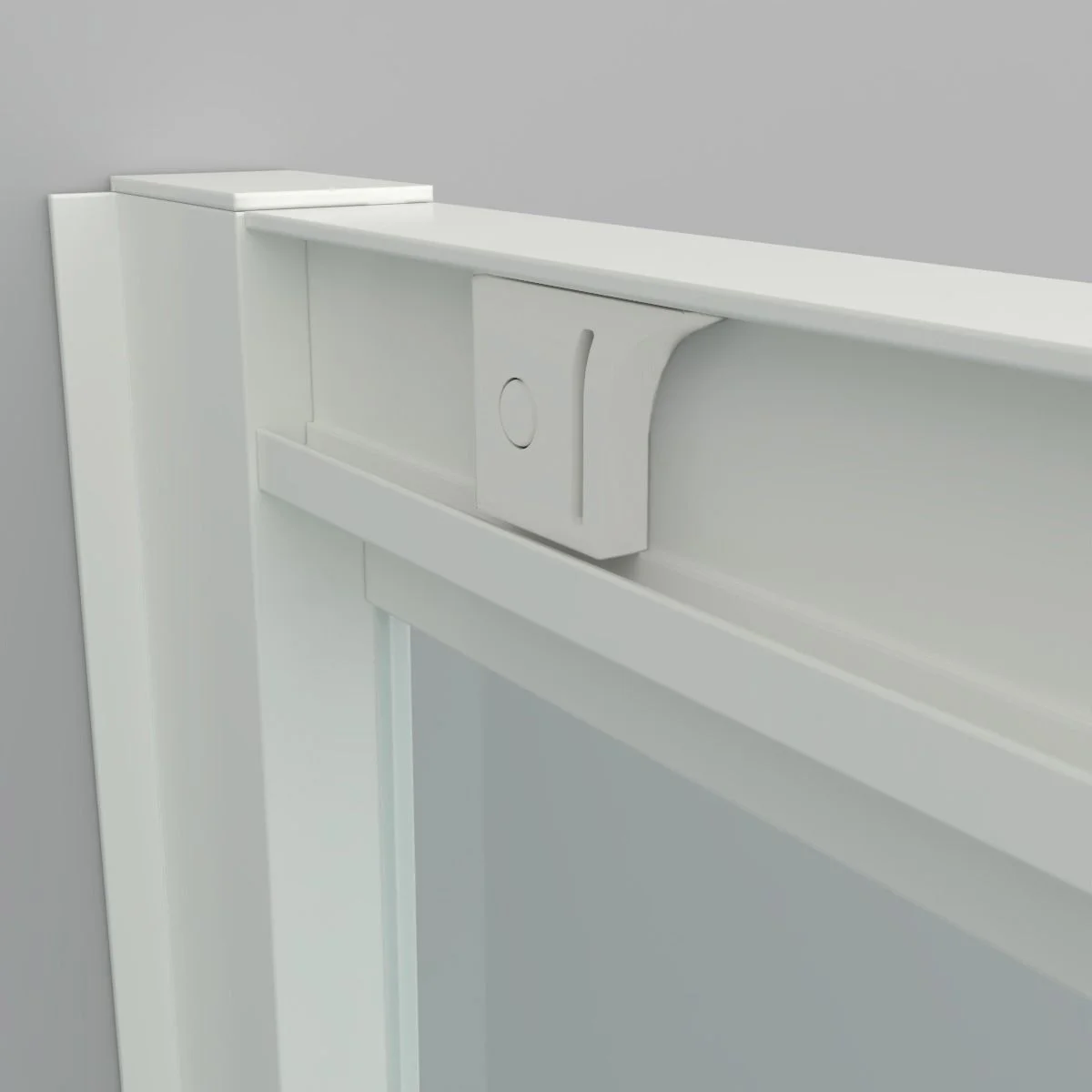 Paroi de douche avant FLARE 1 fixe -1 porte coulissante. Pas de profil inférieur. Avec traitement anti-calcaire. Fini BLANC MAT – Image 2