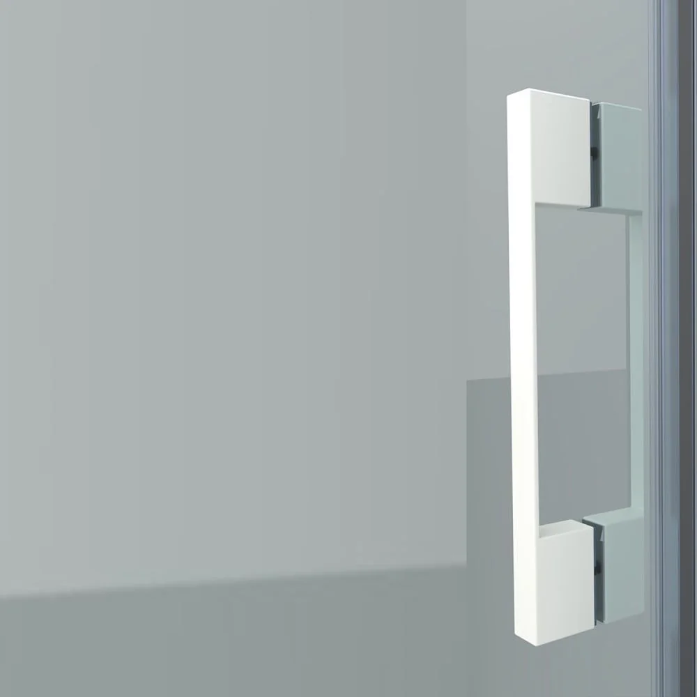 Paroi de douche avant FLARE 1 fixe -1 porte coulissante. Pas de profil inférieur. Avec traitement anti-calcaire. Fini BLANC MAT – Image 5