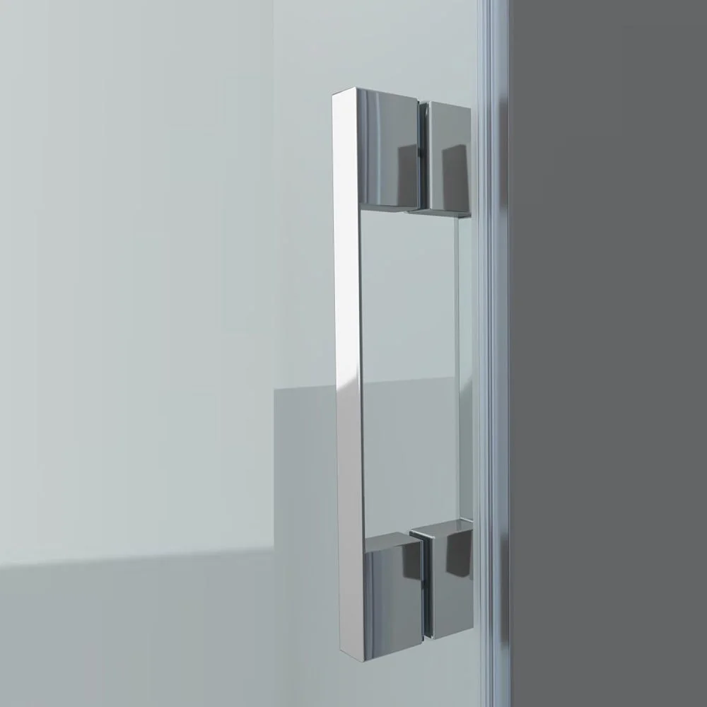 Paroi de douche avant FLARE 2 fixes -2 portes coulissantes. Pas de profil inférieur. Finition CHROME BRILLANT – Image 4
