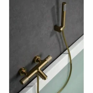 Robinet thermostatique bain/douche Line or brossé [ VAROBATH ]