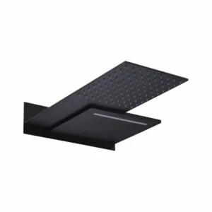 Pommeau de douche carré sortie murale 2 fonctions noir mat [ VAROBATH ]
