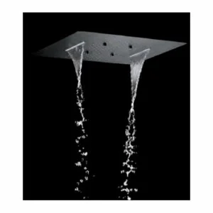 Pommeau de douche rectangulaire 3 voies avec sous-cadre noir mat [ VAROBATH ]