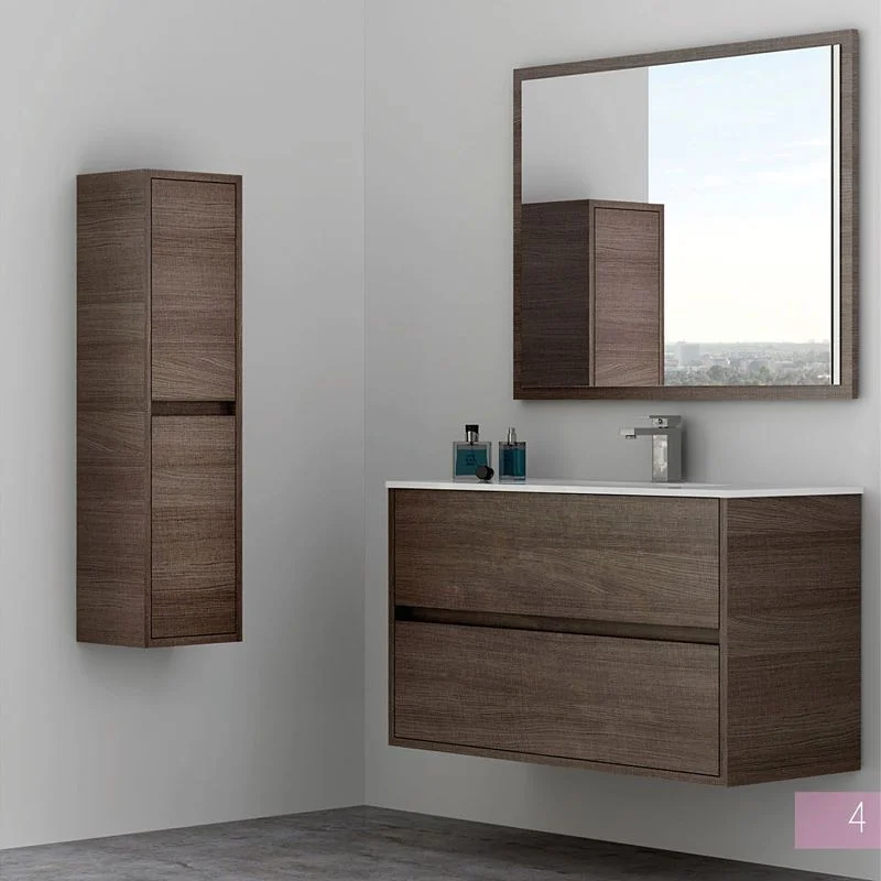 Meuble de salle de bain SERENA suspendu 2 tiroirs avec vasque céramique, coloris MALI
