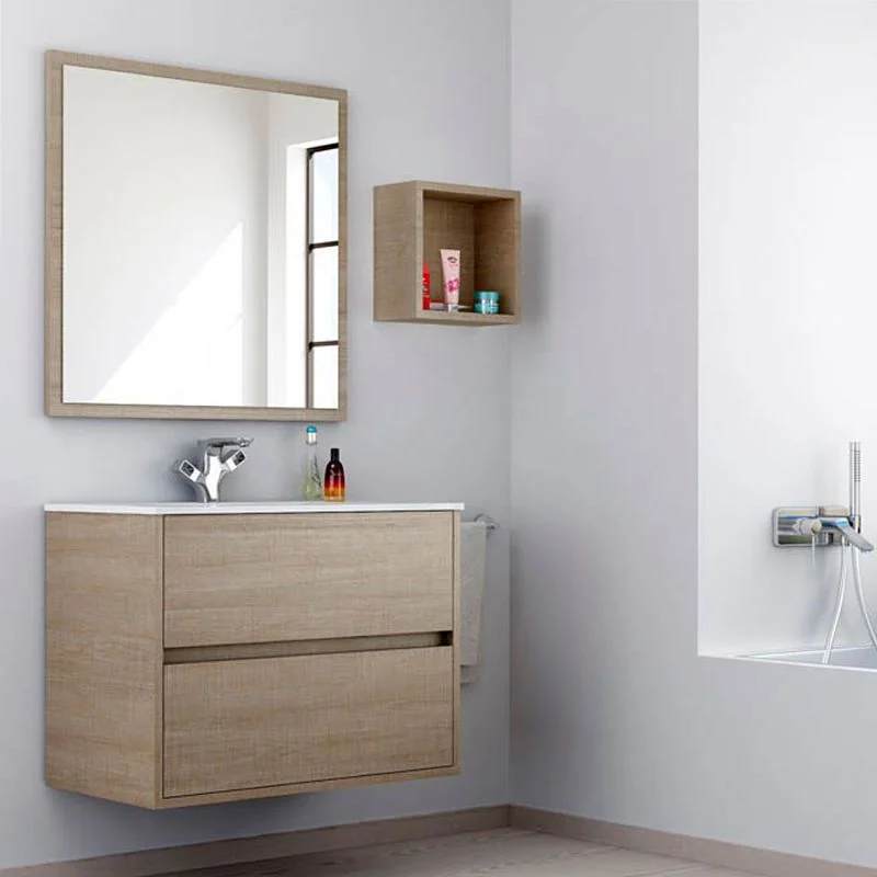 Meuble de salle de bain suspendu SERENA avec 2 tiroirs et vasque en céramique, couleur CAMBRI