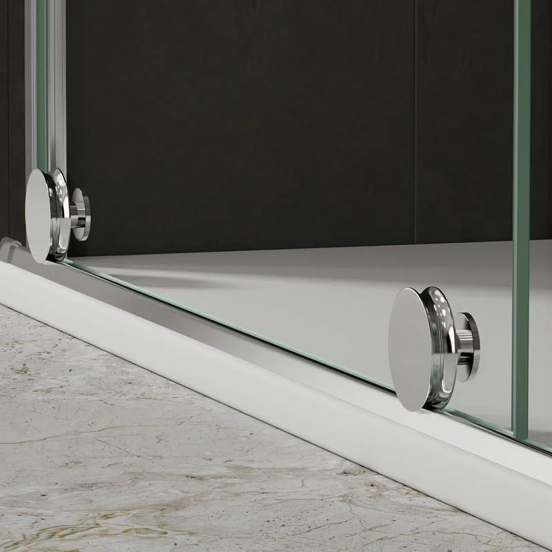 Paroi de douche avant JUNIOR 1 fixe -1 porte coulissante en verre 8 mm. Finition CHROME BRILLANT – Image 3