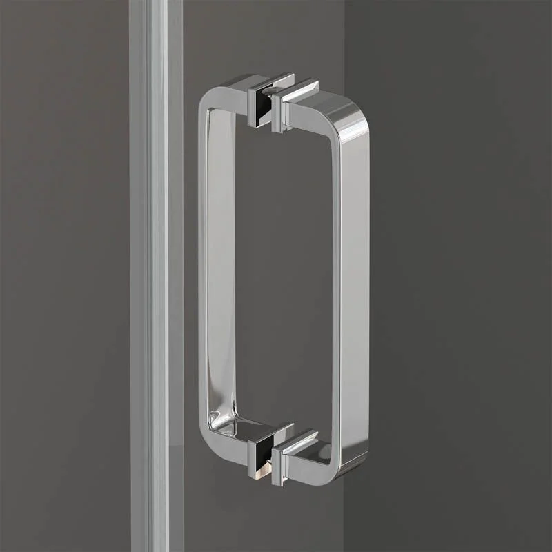 Paroi de douche rectangulaire SENIOR 2 fixes -2 portes coulissantes en verre 8 mm sans profilé inférieur. Finition CHROME BRILLANT – Image 2