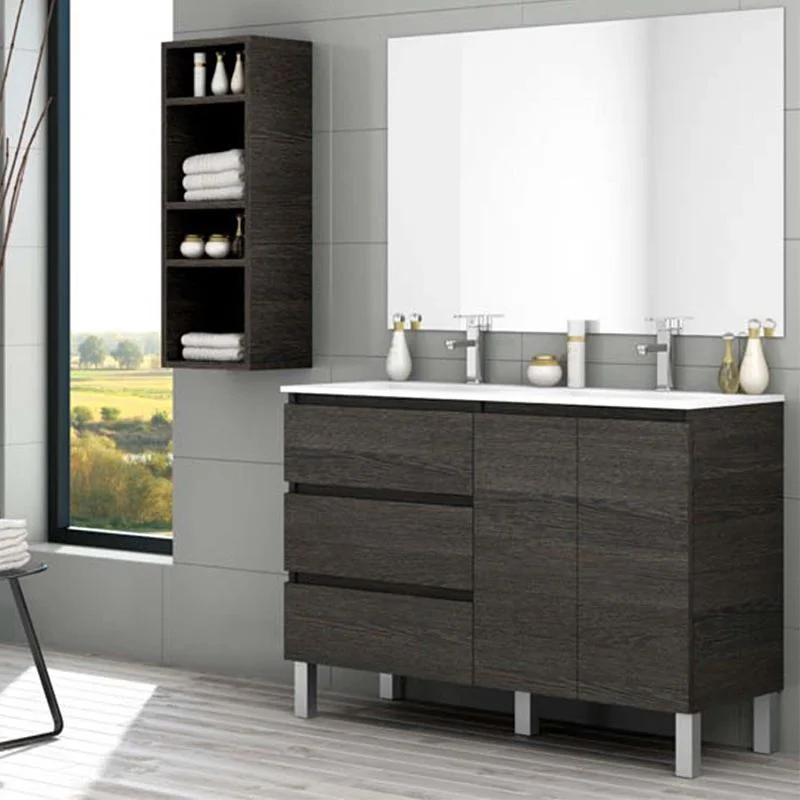 Meuble salle de bain MANILA à poser 120 cm 3 tiroirs / 2 portes avec vasque céramique