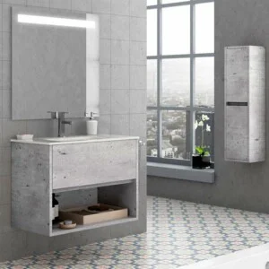 VALERIA meuble de salle de bain divers coloris suspendu 1 tiroir – 1 niche avec vasque céramique