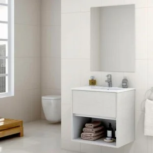 Meuble salle de bain VALERIA divers coloris suspendu 1 tiroir- 1 trou avec vasque céramique