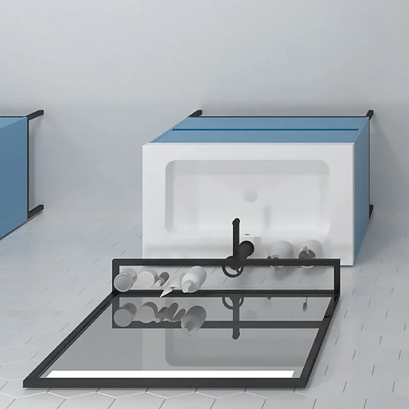 Meuble de salle de bain EVO 2 tiroirs BLEU CIEL finition mate avec vasque en résine épaisseur 6 cm – Image 3