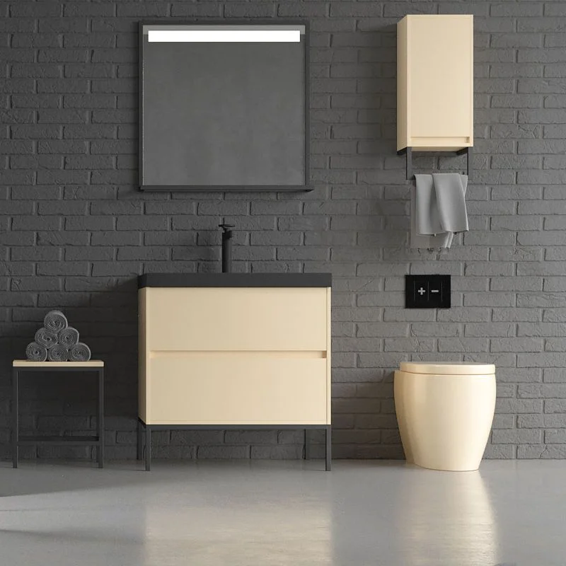 Meuble de salle de bain 2 tiroirs CREMA finition mate avec vasque en résine épaisseur 6 cm – Image 2