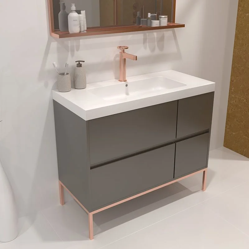 Meuble de salle de bain EVO 4 tiroirs TOPO finition mate avec vasque en résine épaisseur 6 cm