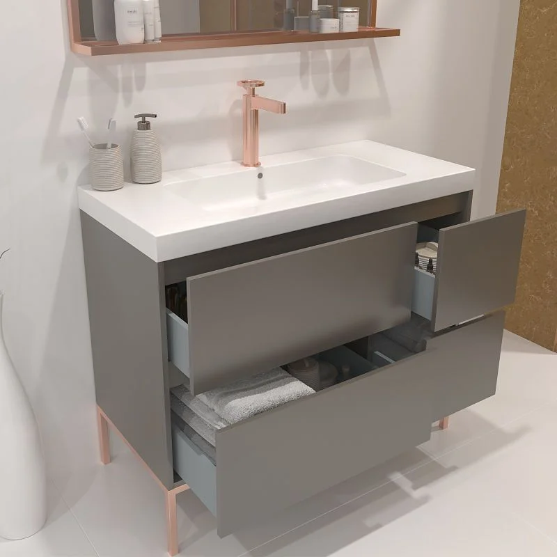 Meuble de salle de bain EVO 4 tiroirs TOPO finition mate avec vasque en résine épaisseur 6 cm – Image 2