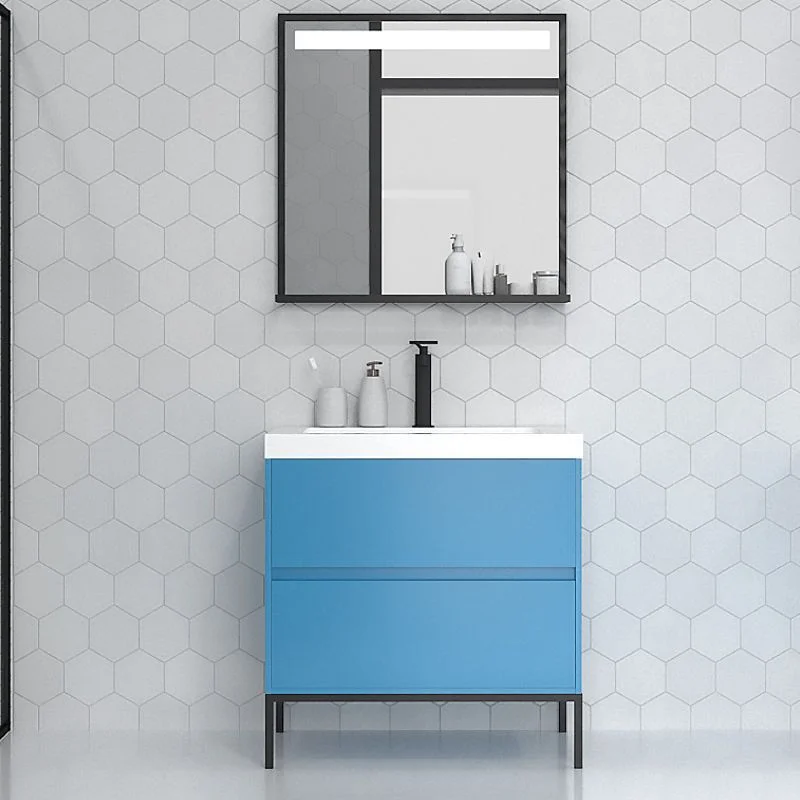 Meuble de salle de bain EVO 2 tiroirs BLEU CIEL finition mate avec vasque en résine épaisseur 6 cm – Image 2
