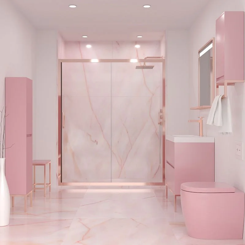 Meuble de salle de bain 2 tiroirs finition mate ROSA PALO avec vasque en résine épaisseur 6 cm – Image 5