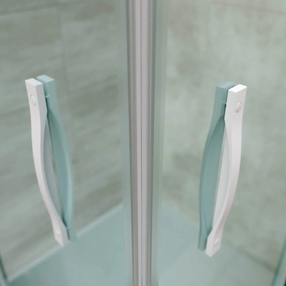 TEMPO 1 paroi de douche frontale fixe -1 porte coulissante. Avec traitement anti-calcaire. Finition BLANC MAT – Image 2