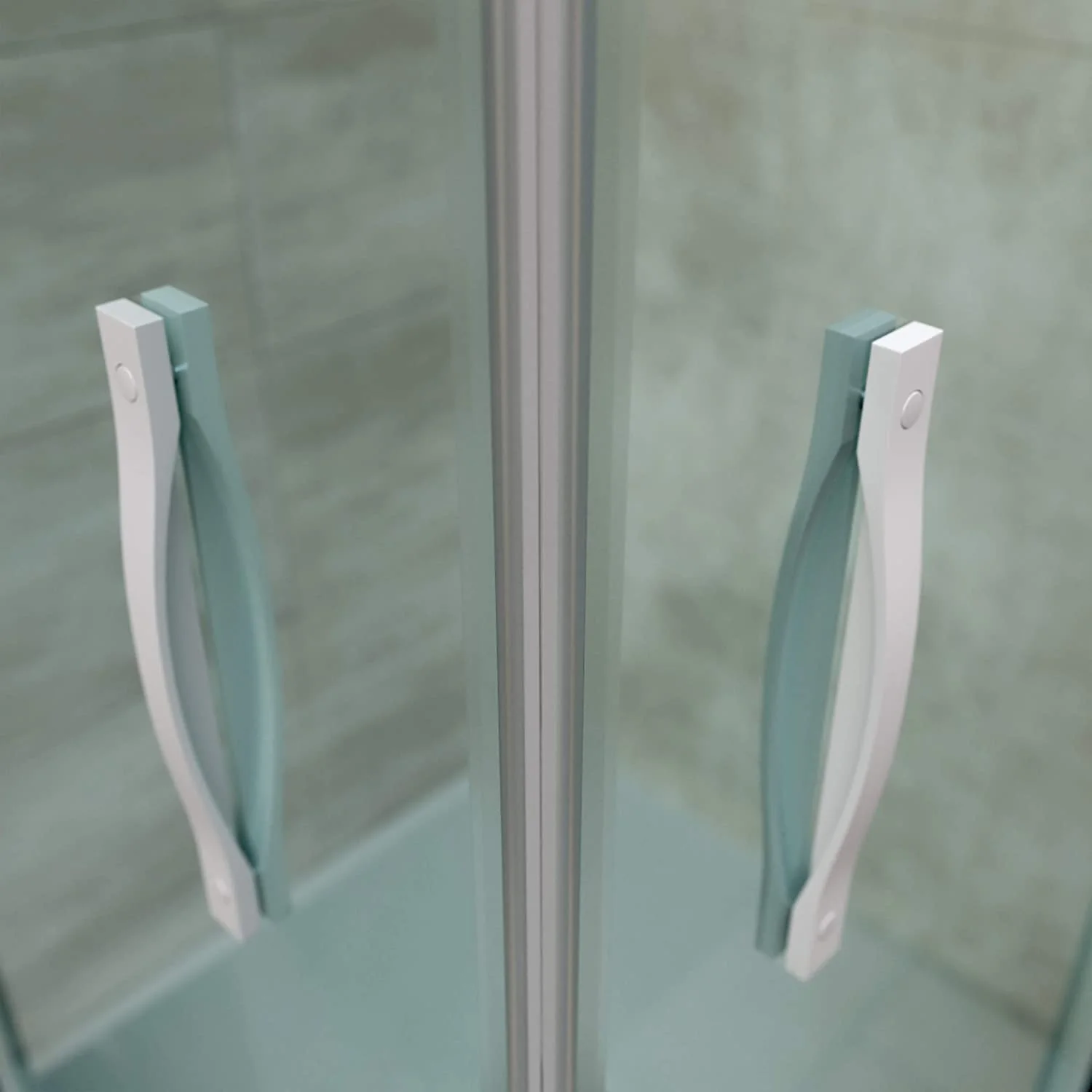Paroi de douche rectangulaire TEMPO ouverture angulaire 2 portes fixes-2 coulissantes. Avec traitement anti-calcaire. Fini BLANC MAT – Image 3