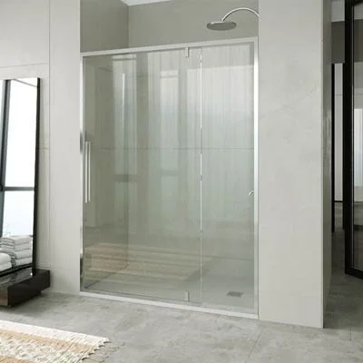 Paroi de douche frontale 1 fixe- 1 porte battante avec traitement anticalcaire. AVANCER LA VISION