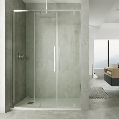 Paroi de douche frontale 1 fixe- 2 portes pliantes avec traitement anti-calcaire. AVANCER LA VISION