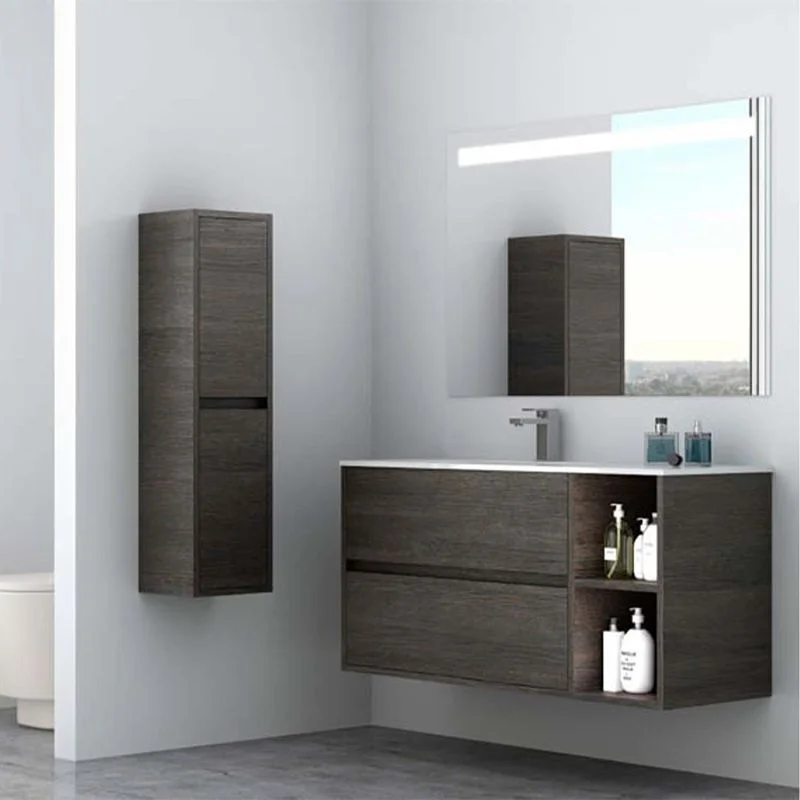 Meuble de salle de bain suspendu ZARINA 2 tiroirs - 2 trous avec lavabo en céramique