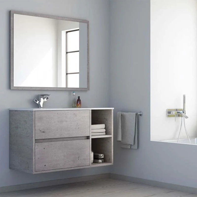 Meuble de salle de bain CARLOTTA en couleur suspendu 2 tiroirs - 2 trous avec vasque céramique