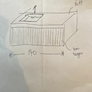 Meuble de salle de bain suspendu BINARIO 2 tiroirs 140 cm x 40 cm x 45 cm façade/plan de travail et structure du meuble CHÊNE FRANÇAIS MOKA 1019