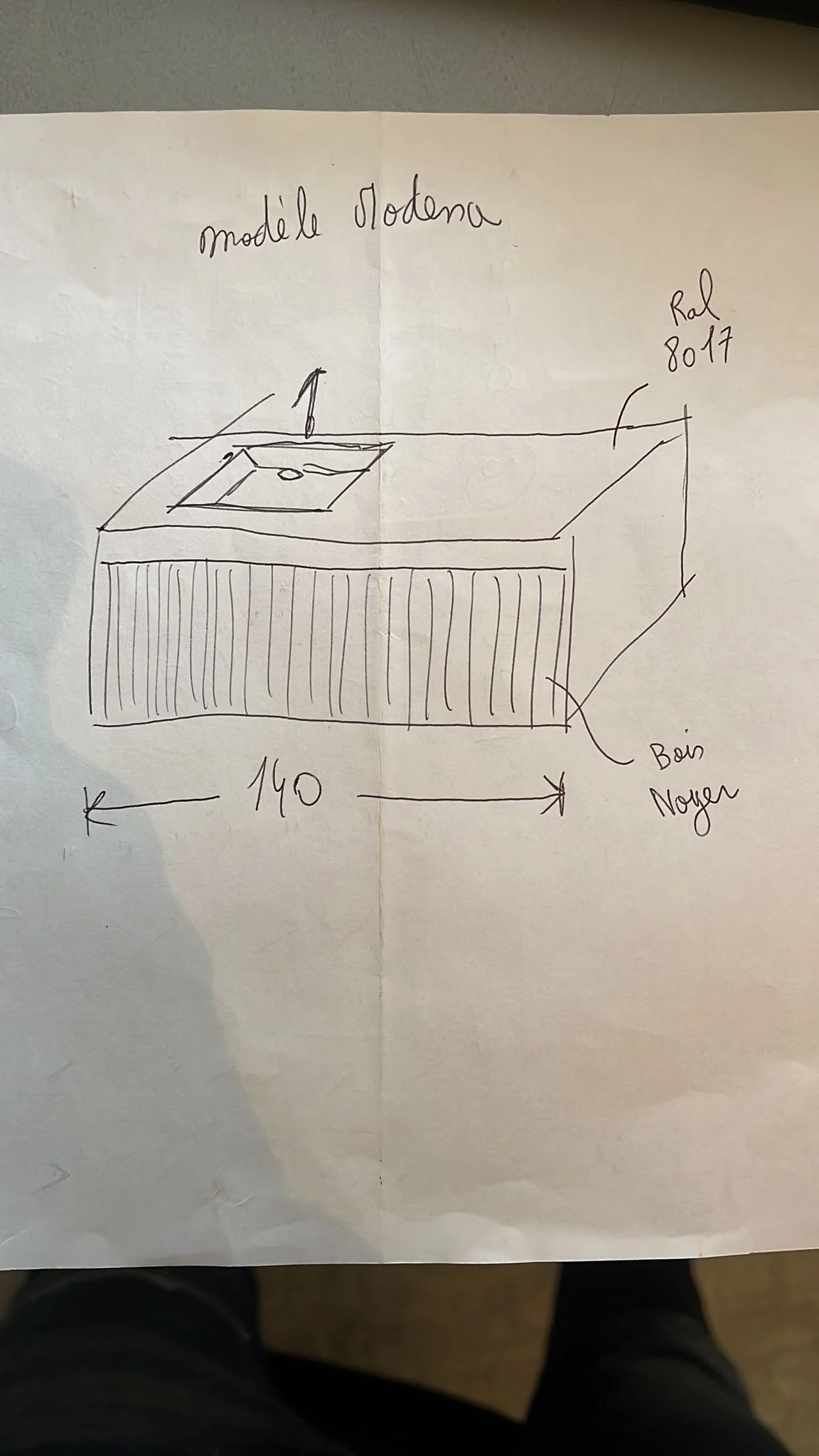Meuble de salle de bain suspendu BINARIO 2 tiroirs 140 cm x 40 cm x 45 cm façade/plan de travail et structure du meuble CHÊNE FRANÇAIS MOKA 1019
