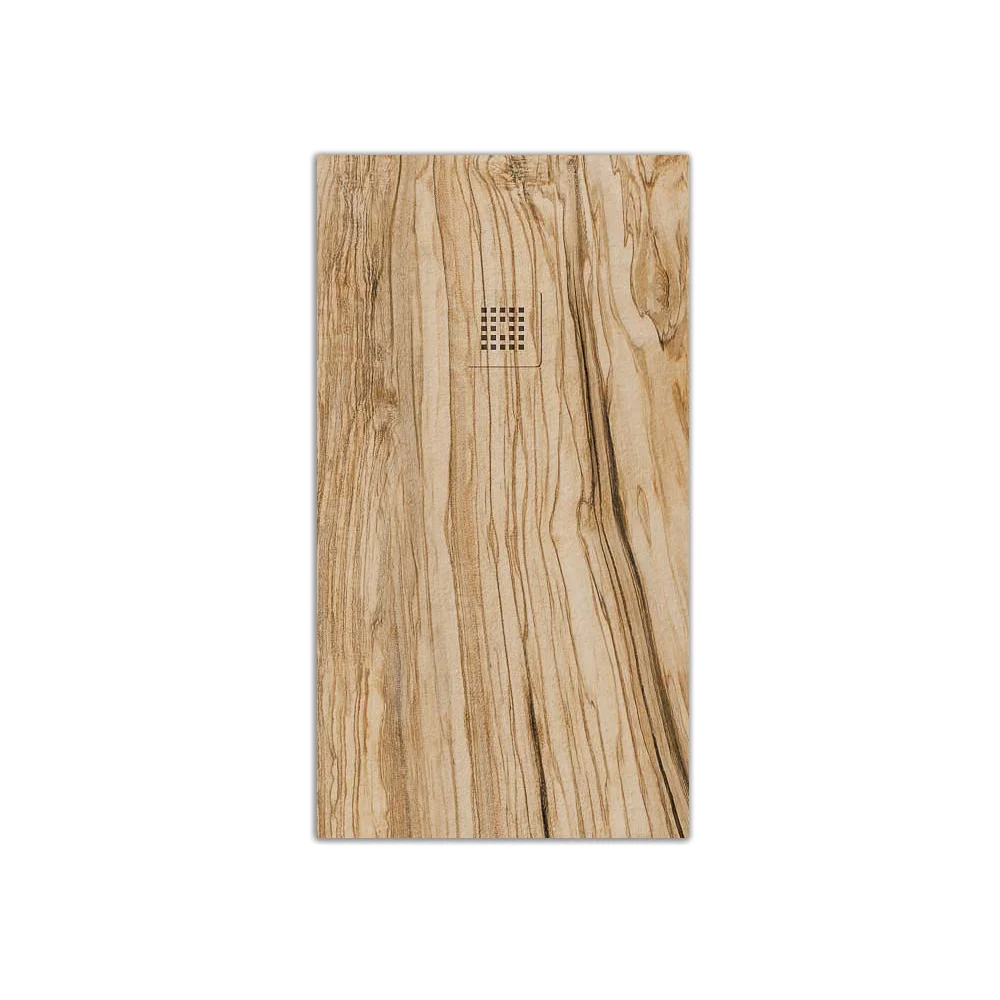Receveur de douche en résine ardoise finition texturée effet bois d'olivier - antidérapant STONE 3D modern