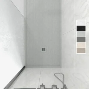 ABSOLUTE Receveur de douche en résine avec cadre sable – texture ardoise – antibactérien et antidérapant. Couleurs au choix.
